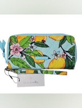 Vera Bradley RFID Lemons Quilted Cotton Wristlet